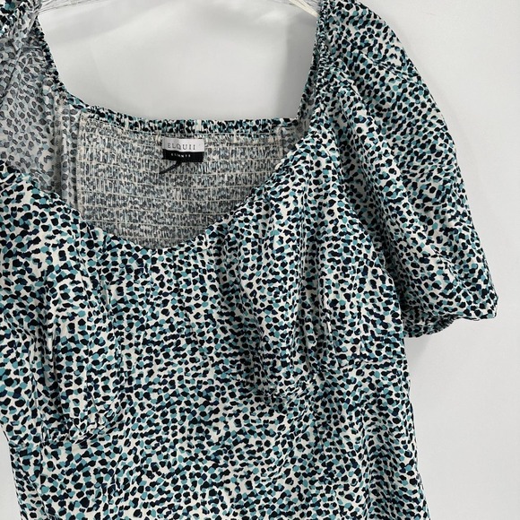 ELOQUII Elements Paint Speckle Puff Sleeves Smocked Top Women's Plus Size 26 - Picture 6 of 12